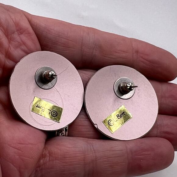 Vintage Lot of 2 Pair Signed L. BOTT Earrings Enamel Jewelry - Picture 6 of 7